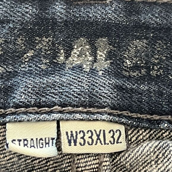 Flypaper Jeans Mens 33x31 Blue Denim Distressed Straight Leg Embroidered Pockets - Picture 8 of 11